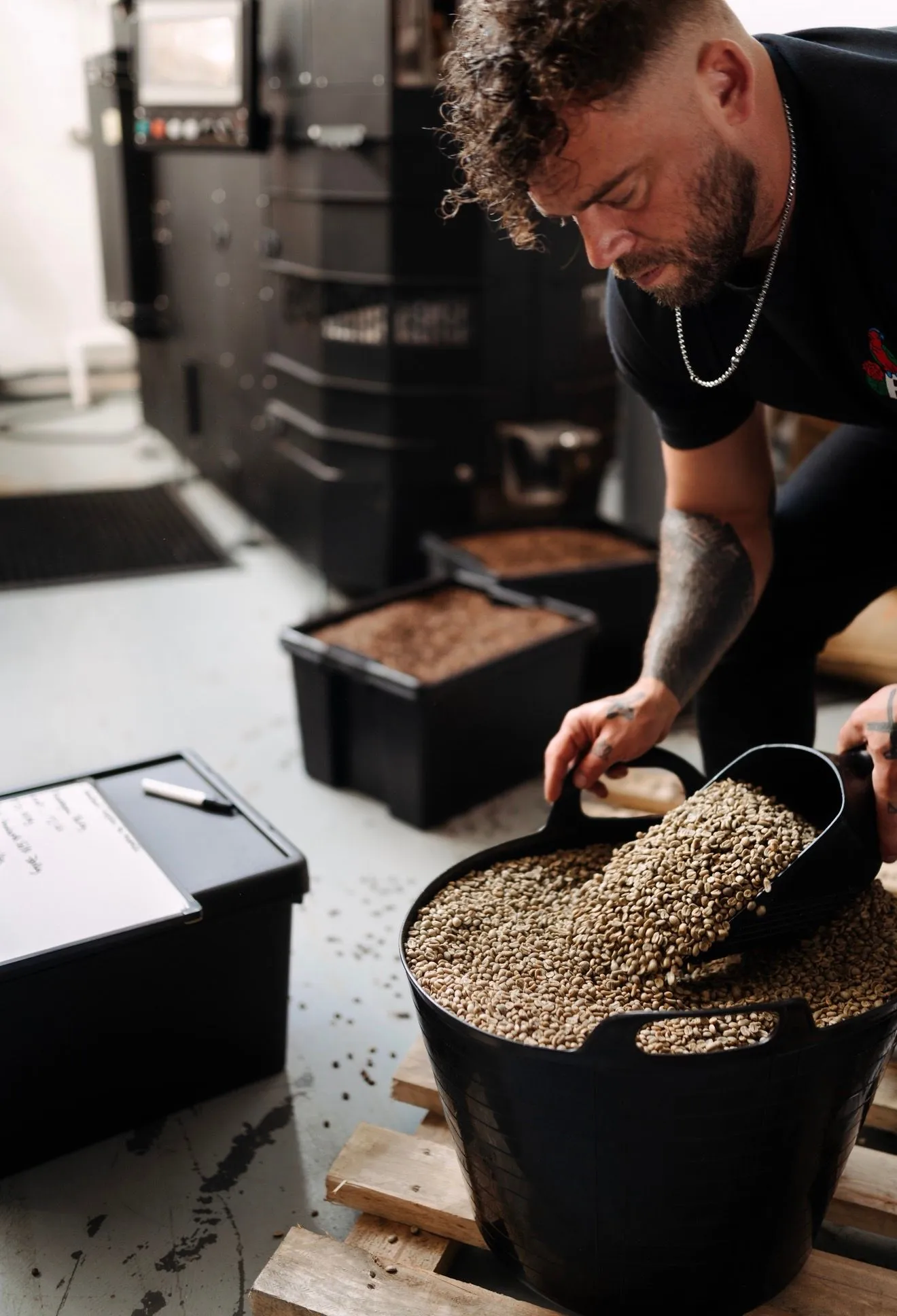 Coffee roasting process at Broadway Coffee Roasters